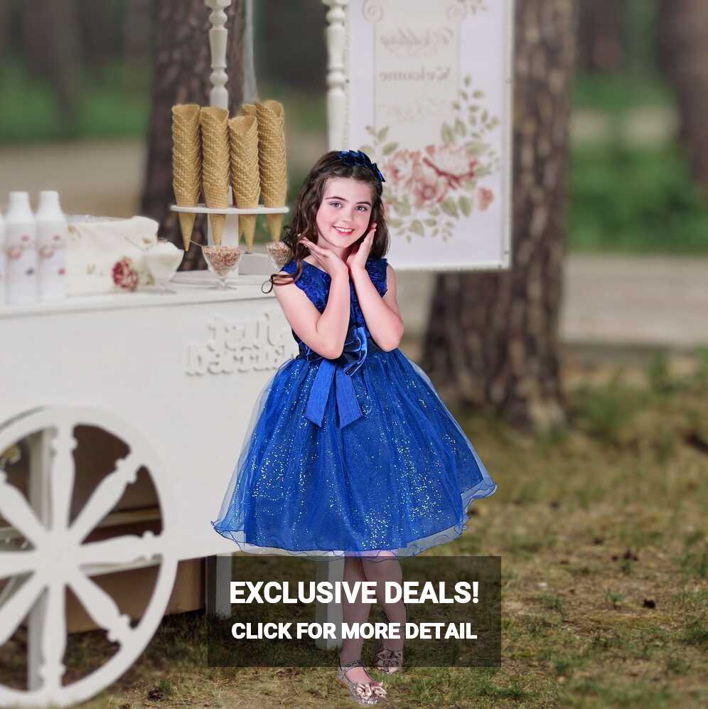 Knee-Length Dresses | Royal Blue Flower Girl Dress at Sara Dresses