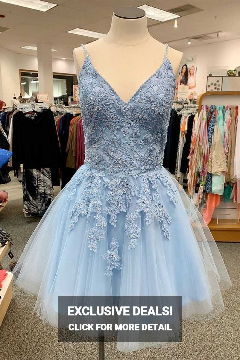 Knee Length Light Blue Homecoming Dress – daisystyledress