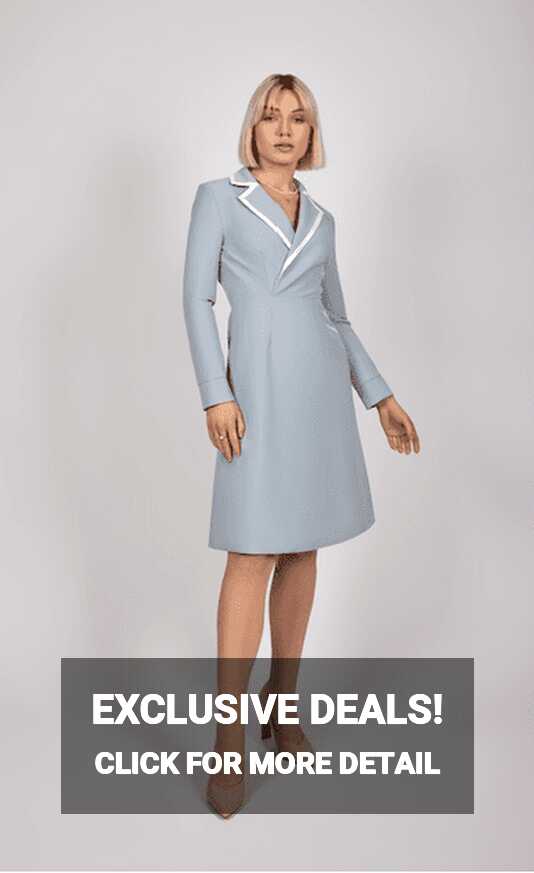 Knee Length Long Sleeve Sky blue dress – NH. ALRABIAH