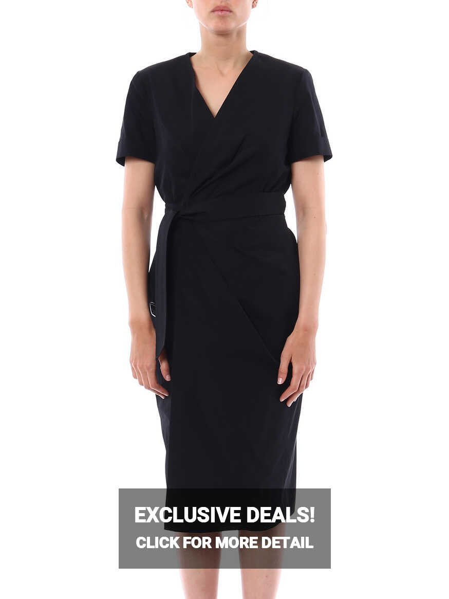 Knee length dresses Max Mara - Dalmine solid black wrap dress ...