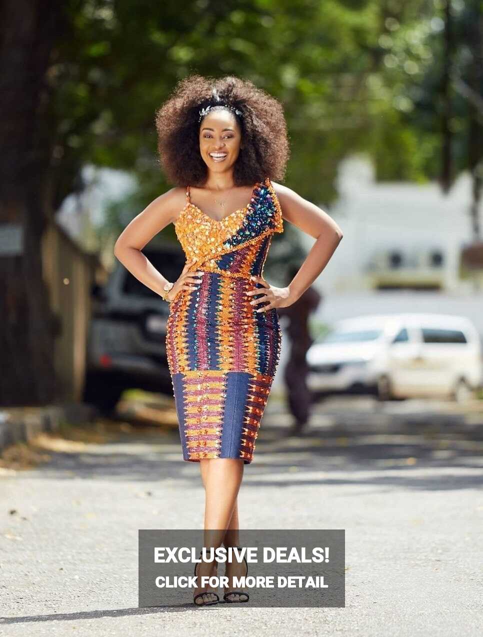 Knee-length kente dress