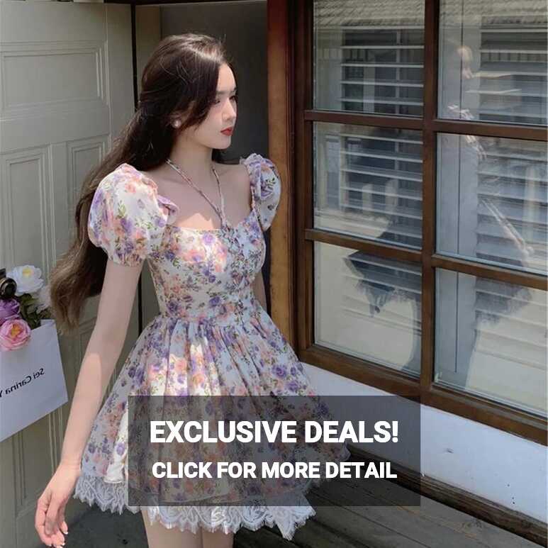 Korean Fashion Clothing Women | Floral Dress Korean Chiffon ...