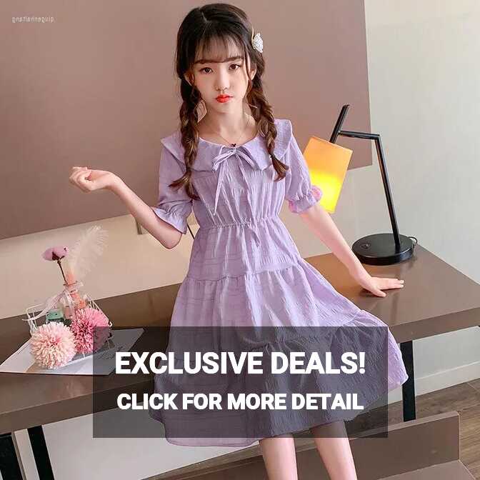 Korean Fashion Style Doll Collar Girl Dresses Elegant Casual Wear ...