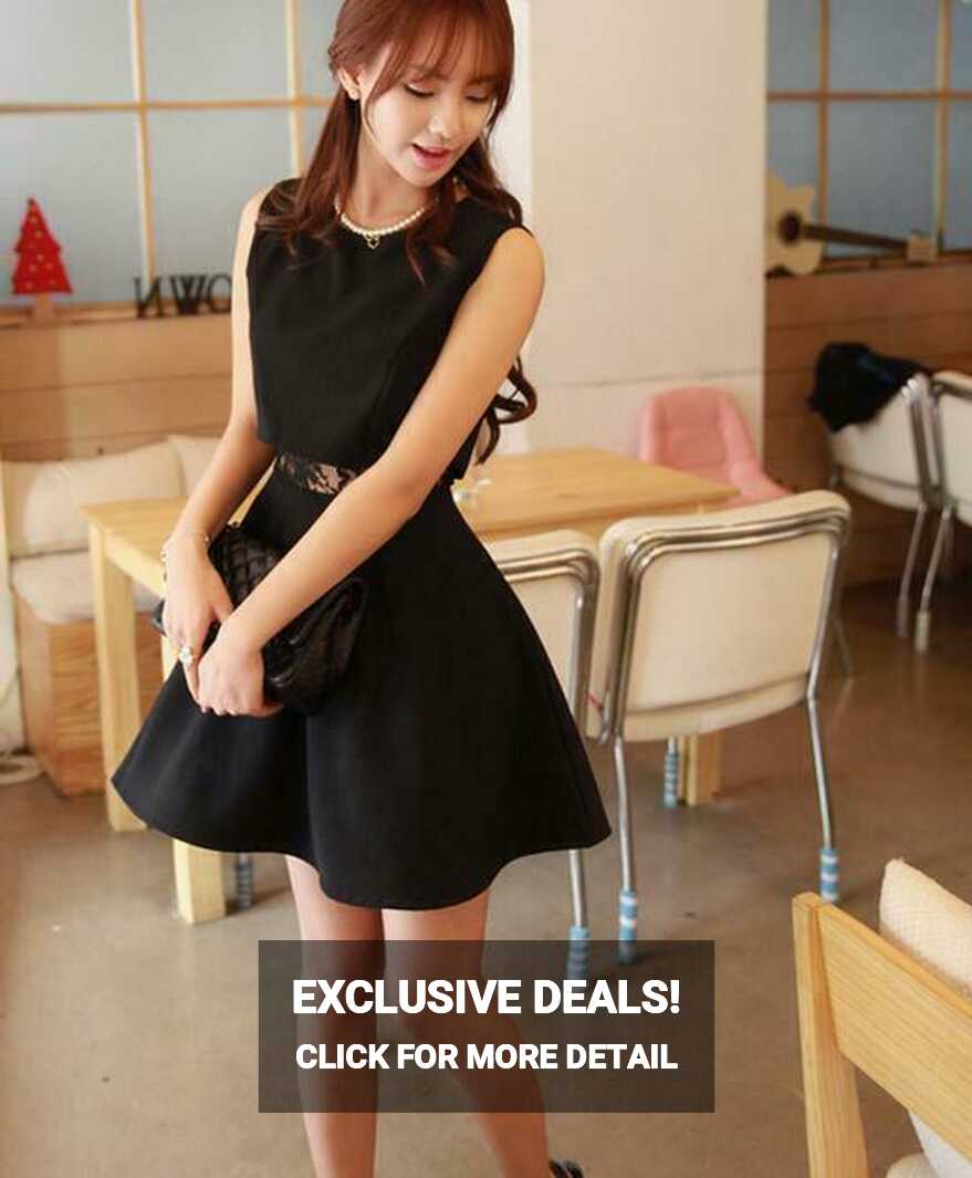 Korean New Womens Sweet Lace Splicing Dress Sleeveless Short Skirt ...