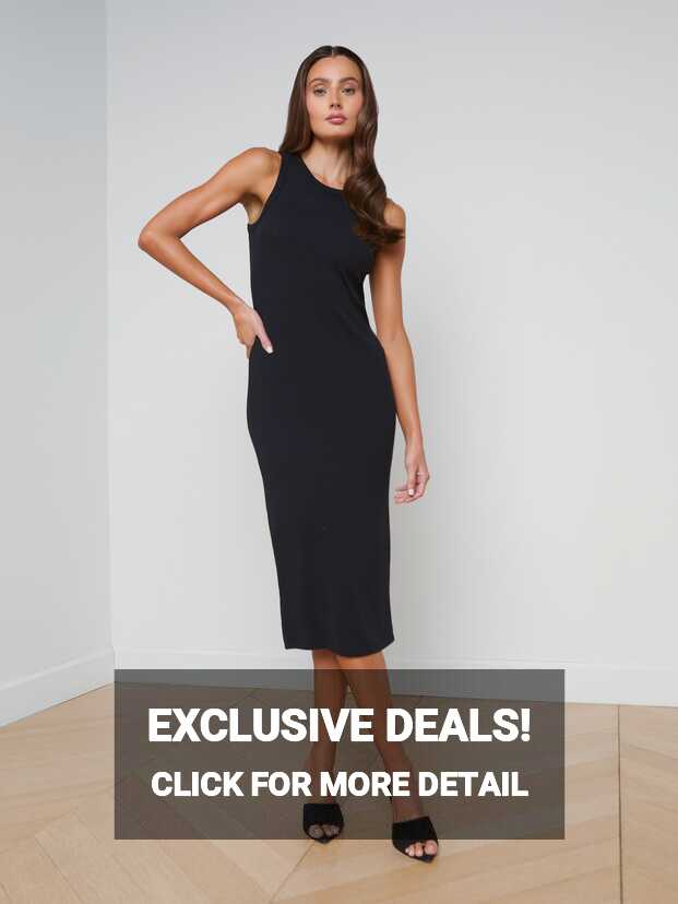 L&#39;AGENCE - Nura Sleeveless Midi Dress in Black