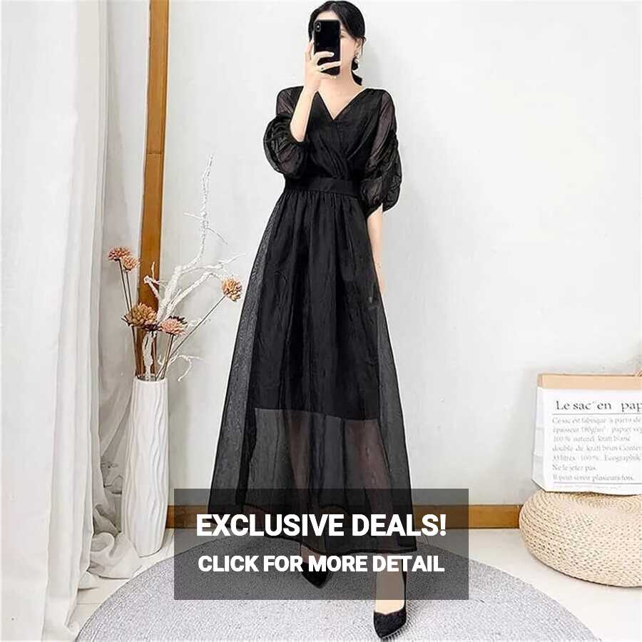 LEIGE Fashion Elegant Casual Puff Sleeve Summer Light Dress Party ...