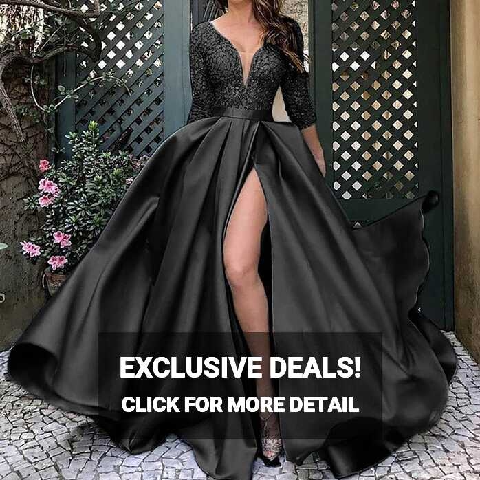 LILIHOT Evening Dresses Women&#39;s Sexy Deep V-Neck Prom Dresses ...