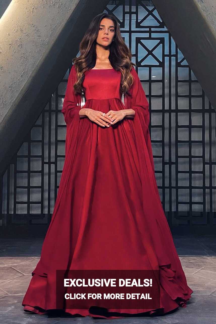 LONG CHIFFON SLEEVED FLARED GOWN -KARISHMA KEWALRAMANI