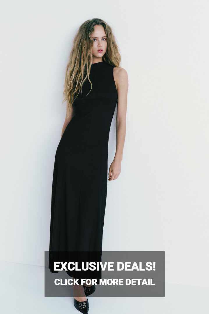 LONG DRESS WITH FLOUNCE SKIRT - Black | ZARA Turkey