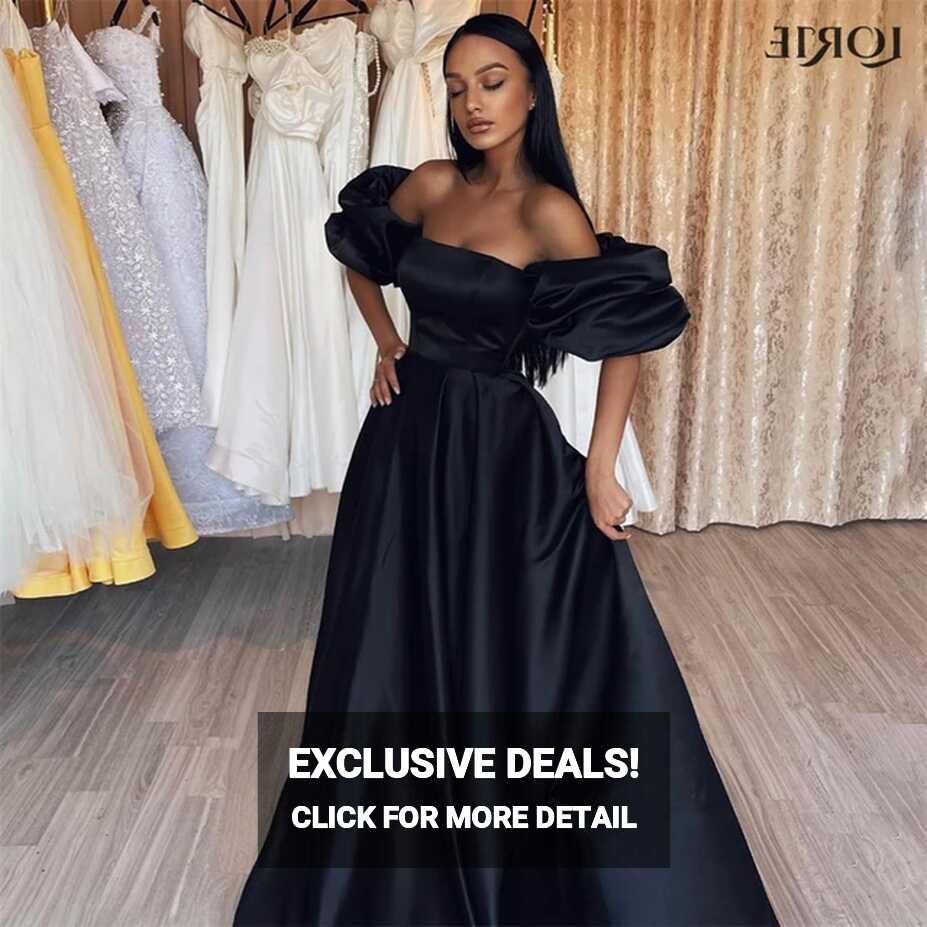 LORIE Elegant Black Formal Prom Dresses Off Shoulder Short Puff ...