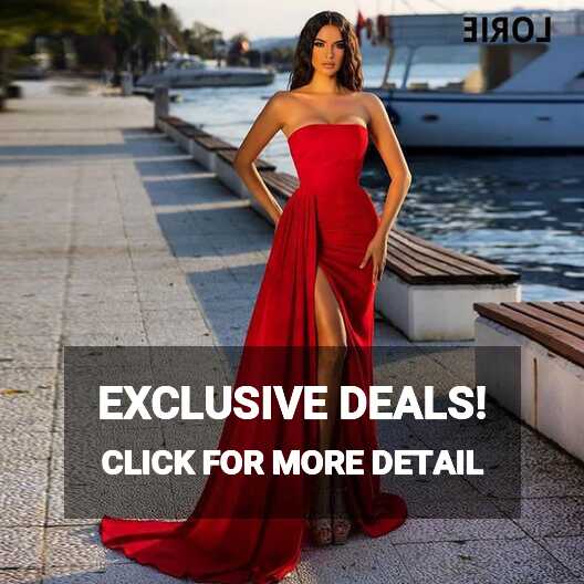 LORIE Red Off Shoulder Mermaid Prom Dresses Sleeveless Evening ...