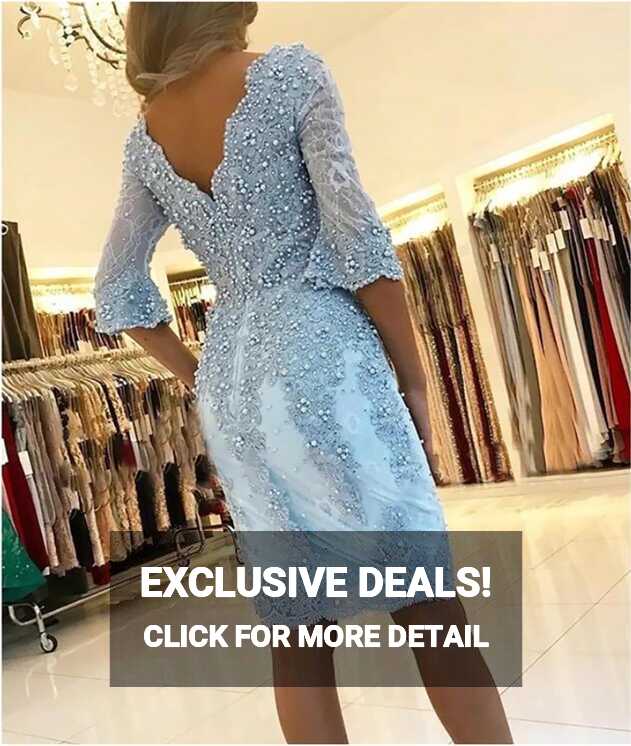 Lace Cocktail Dress | Long Sleeve Knee Length Plus Size Formal ...