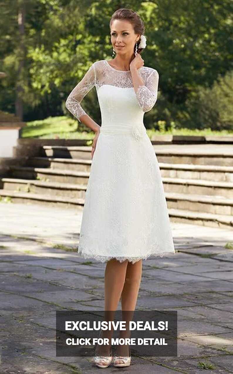 Lace Knee Length Wedding Dresses, Knee-Length Lace Bridal Gowns ...