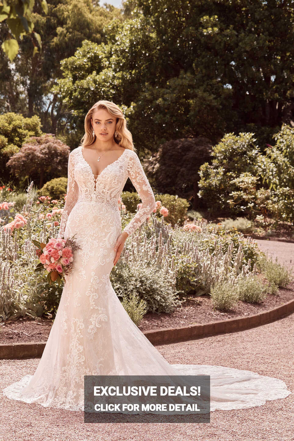 Lace Long Sleeve V-Neck Wedding Dress | Sophia Tolli Julianna Y22173