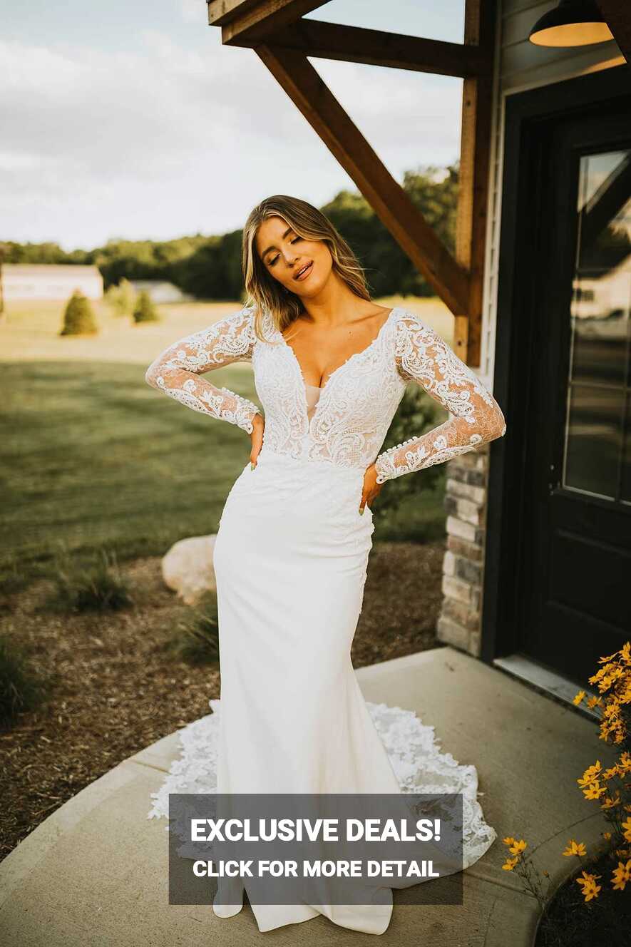 Lace Long Sleeve Wedding Dress with Simple Skirt | Stella York