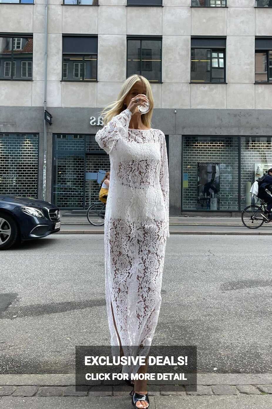 Lace Maxi Dress White | NA-KD