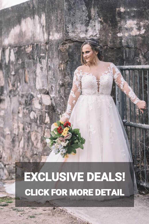 Lace Plus Size A-line Long Sleeves Wedding Dress, MW538 | Musebridals