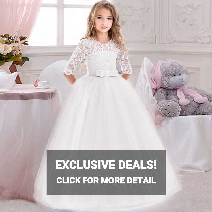 Lace Princess Dress for Girls 8 12 14 Yrs Long Sleeve Wedding ...