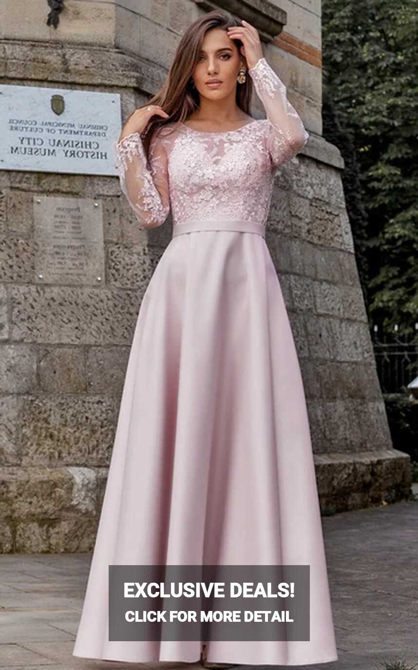 Lace Prom Dresses with Sleeves, Long Sleeve Lace Gowns - UCenter Dress