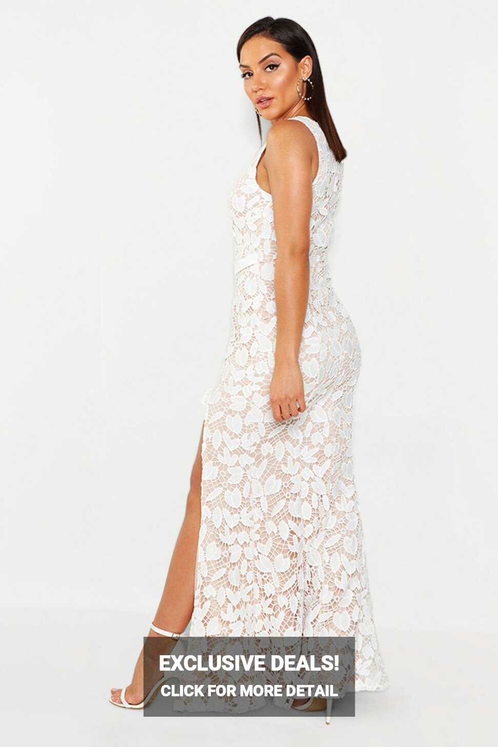 Lace Ruffle Split Maxi Dress | boohoo NZ