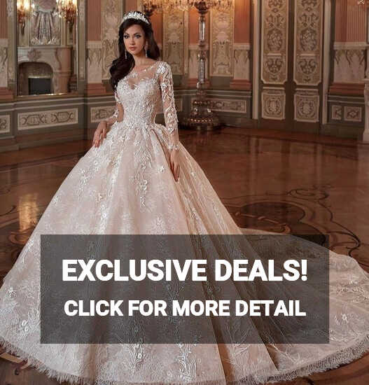 Lace Tulle Long Sleeve Chapel Train Princess Ball Gown – TulleLux ...