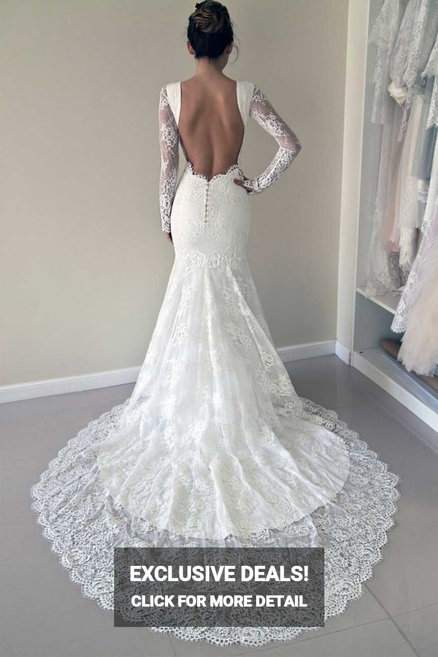 Lace Wedding Dress, Long Sleeve Wedding Dress, Mermaid Wedding ...