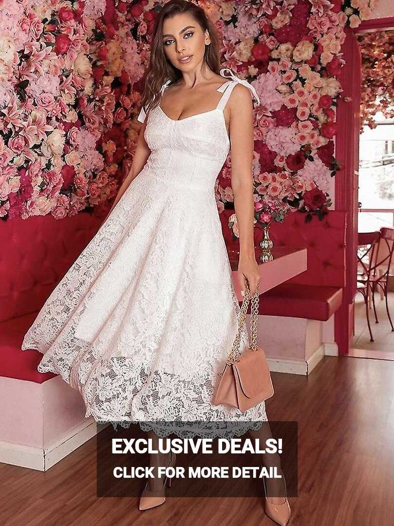 Lace White Dress Elegant Sexy Night Wedding Guest Evening Party ...