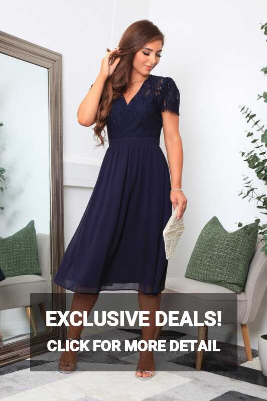 Lace Wrap Front Midi Dress - New In from Yumi UK