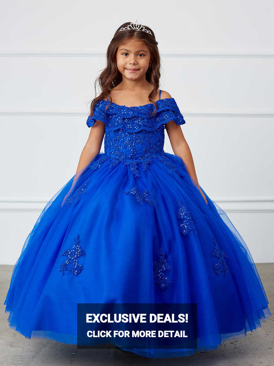 Lace and Tulle Off-the-Shoulder Royal Blue Ball Gown 7033RB ...