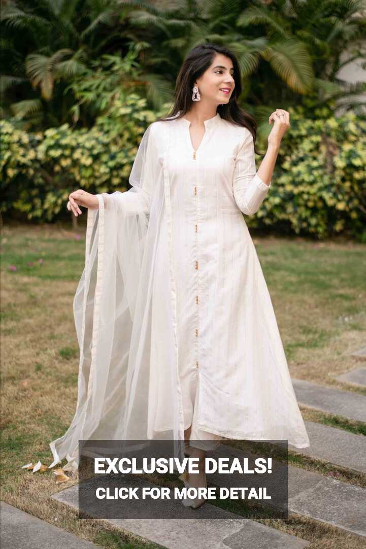 Ladies White Salwar Suits With Dupatta Semi Stitched. at Rs 450 ...