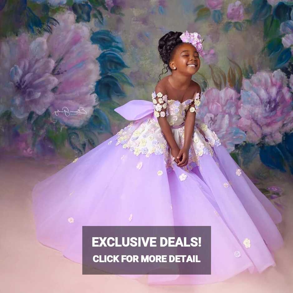 Lavender Flower Girls Dresses for Wedding Appliqued Girl Pageant ...