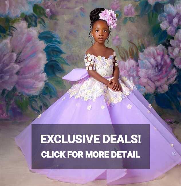 Lavender Kids Flower Girls Dresses for Wedding Appliqued Girl ...