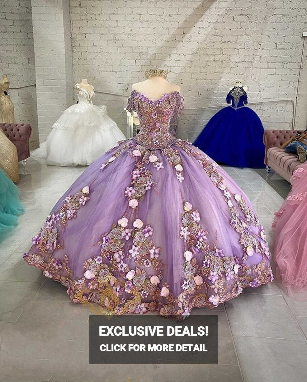 Lavender Off Shoulder Beads Quinceanera Dresses Ball Gown Sweet 16 ...