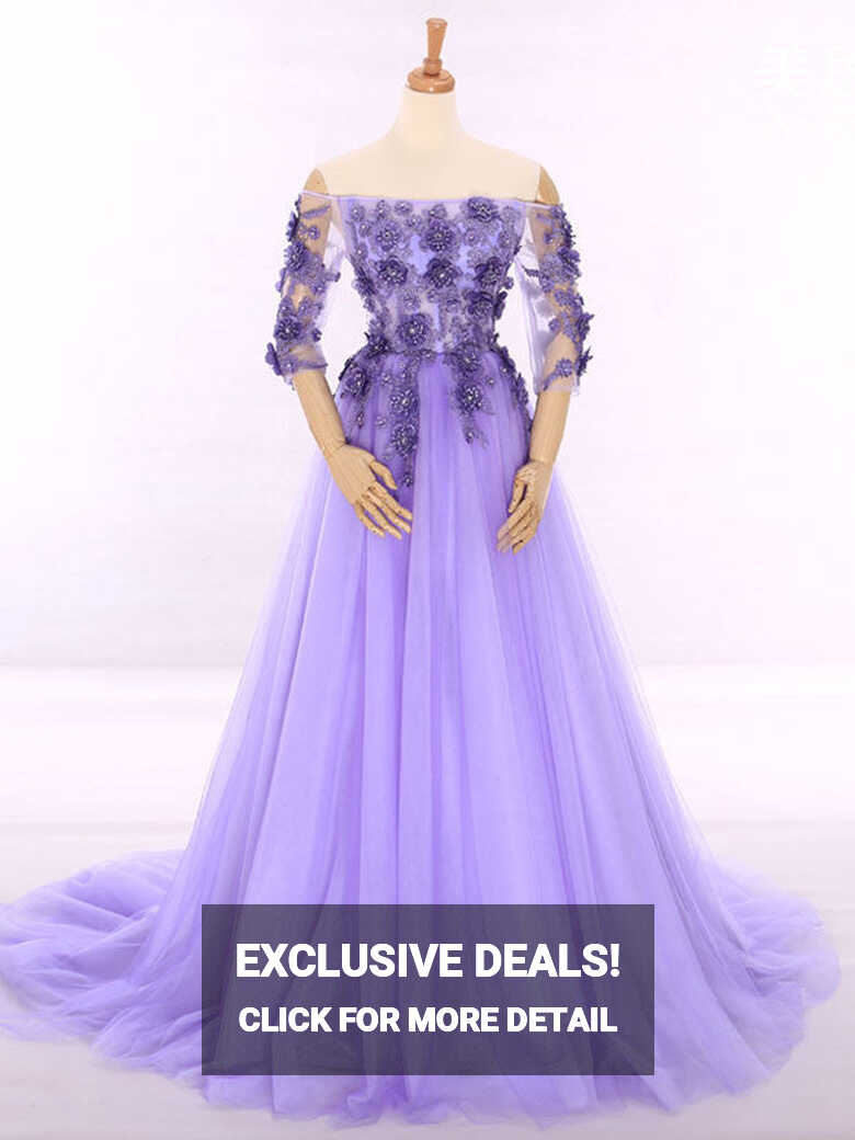 Lavender Off Shoulder Princess Formal Evening Gown RS201610