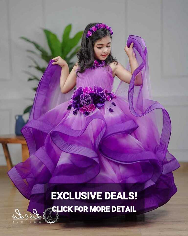 Lavender and purple ombre shaded couture gown with handcrafted ...