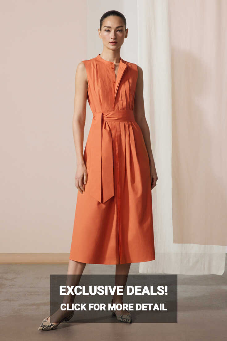 Lavenham Midi Dress Summer Orange Stretch Cotton - Welcome to the ...