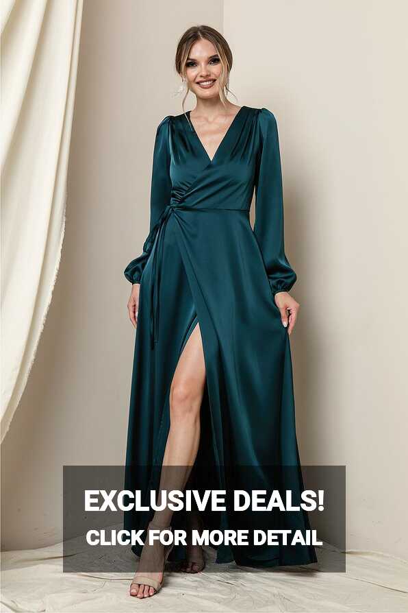 Lesa Long Sleeve Satin Maxi - Adorn Boutique