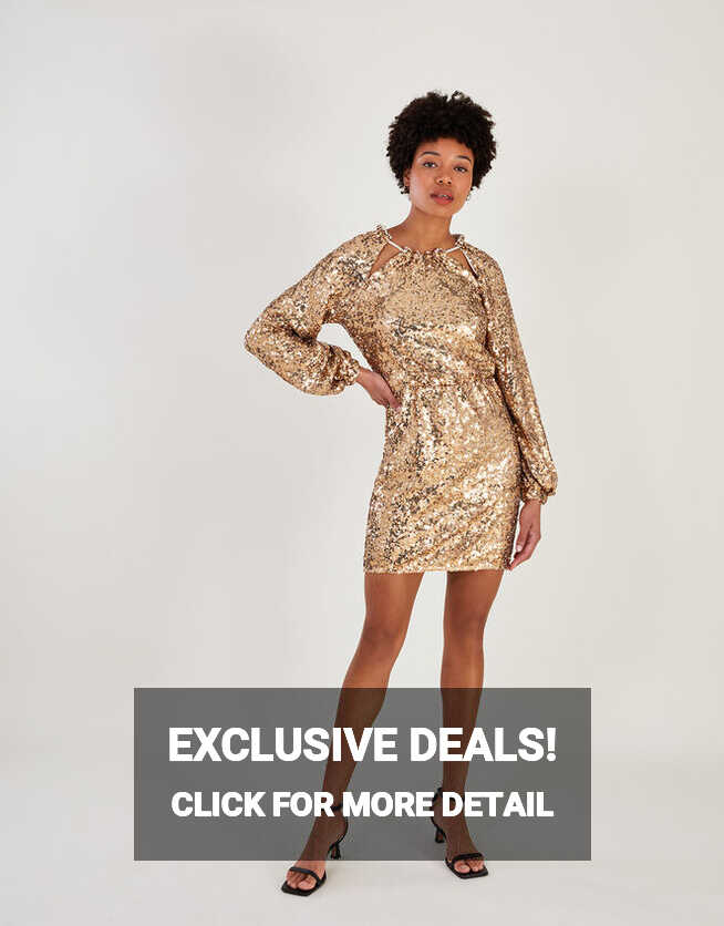 Leslie Sequin Short Dress Gold