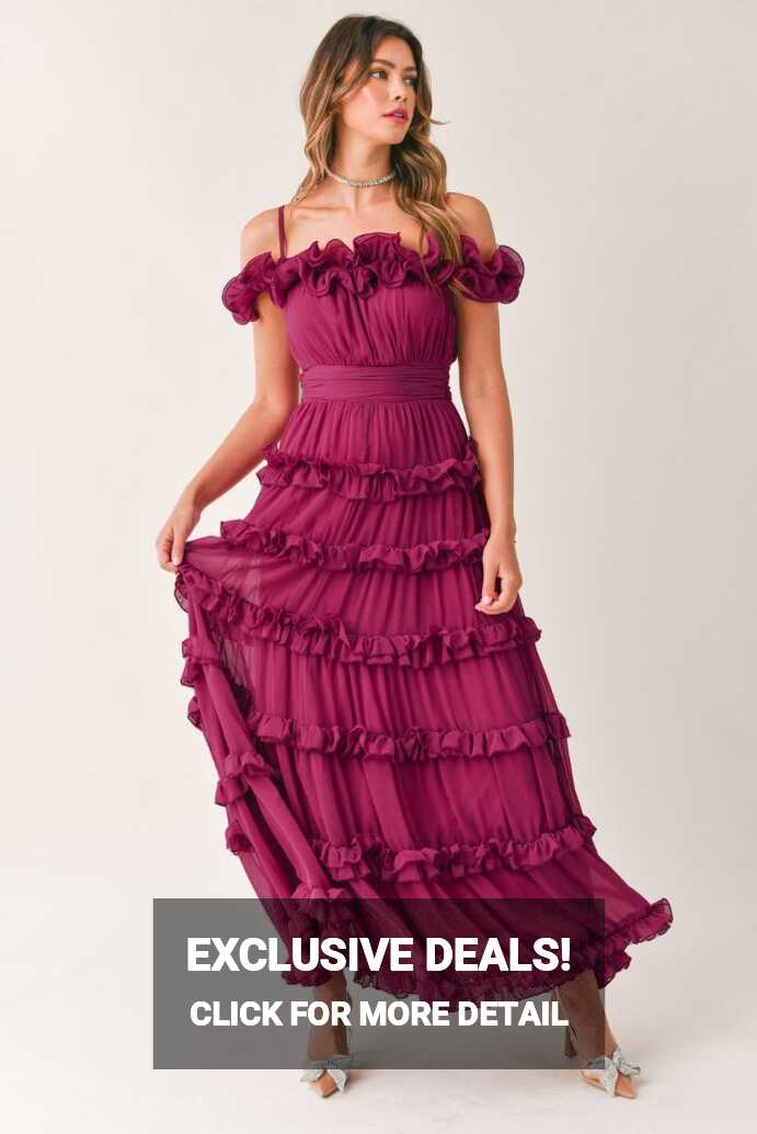 Leylani Ruffle Tiered Maxi Dress - Berry – Pippa &amp; Pearl