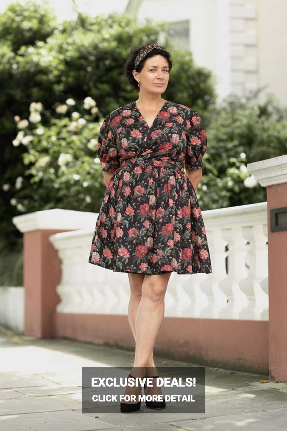 Liberty of London Dress Dark Floral Plus Size Short Wrap Dresses ...