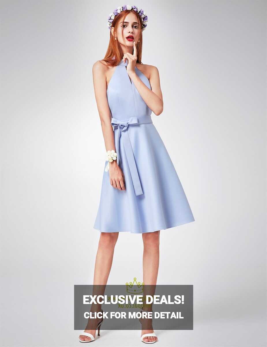 Light Blue Cute Sleeveless Knee Length A-Line Homecoming Dress ...