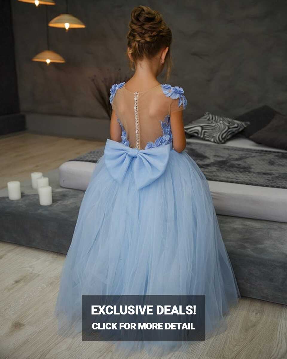 Light Blue Flower Girl Dress, Flower Girl Dress Tulle, Toddler ...