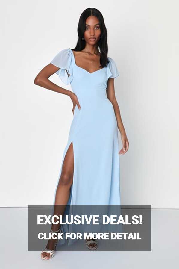 Light Blue Maxi Dress - Tie-Back Dress - Flutter Sleeve Dress - Lulus