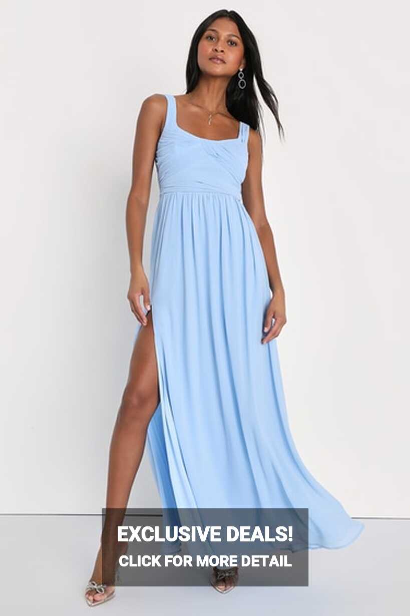 Light Blue Pleated Dress - Chiffon Maxi Dress - Sexy Dress - Lulus