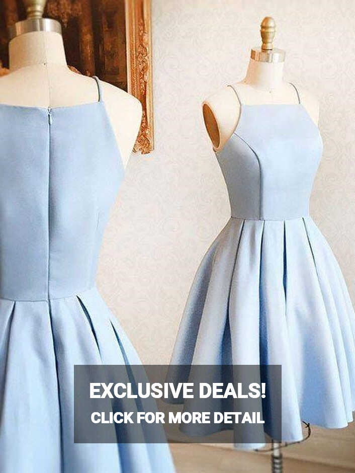 Light Blue Short Knee-Length Bridesmaid Dresses | Prom Dress