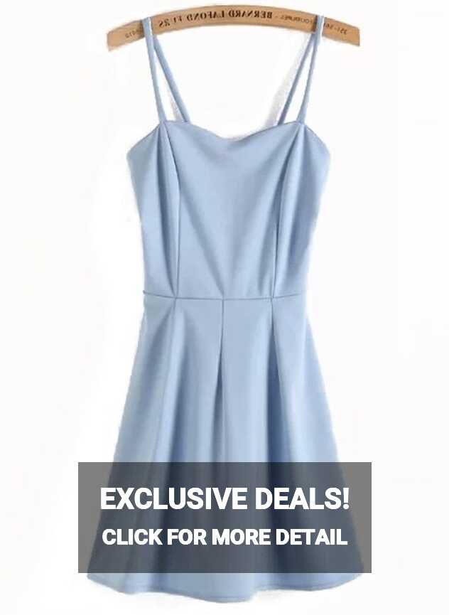 Light Blue Spaghetti Straps Skater Short Dress