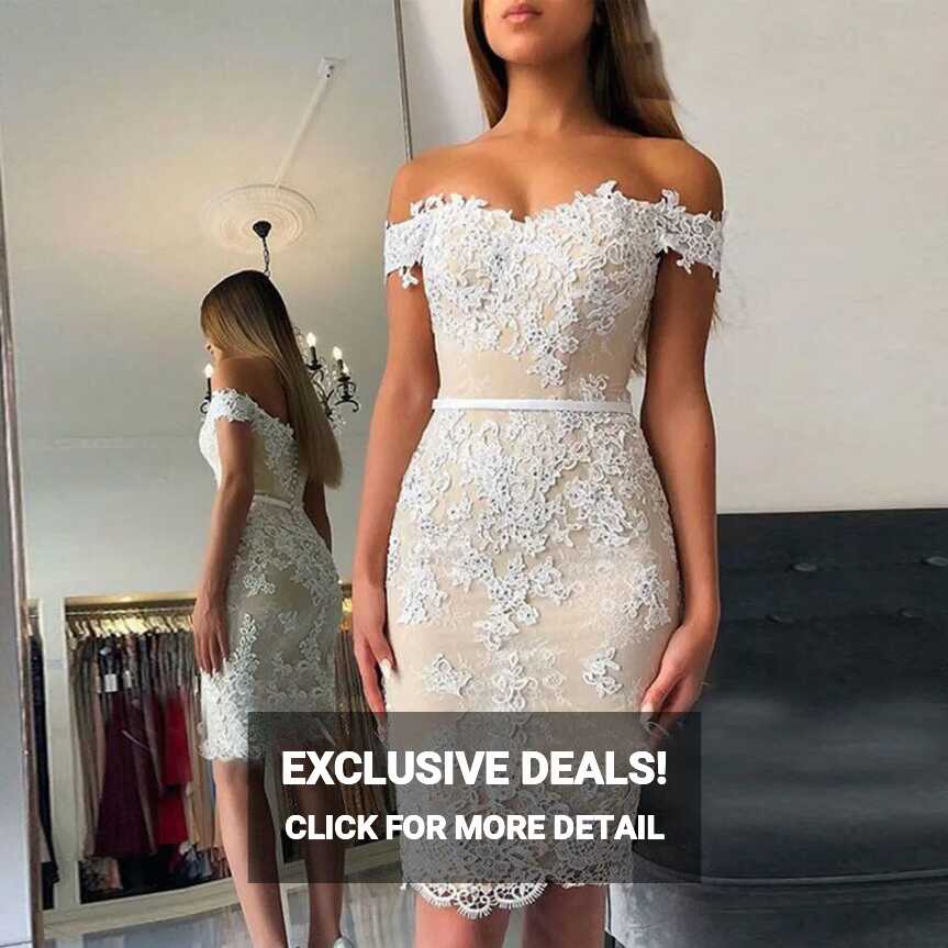 Light Champagne Beaded Cocktail Dresses Knee Length Short White ...