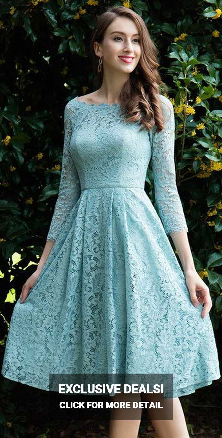 Light Green Lace Cocktail Party Dress (26170204) - eDressit