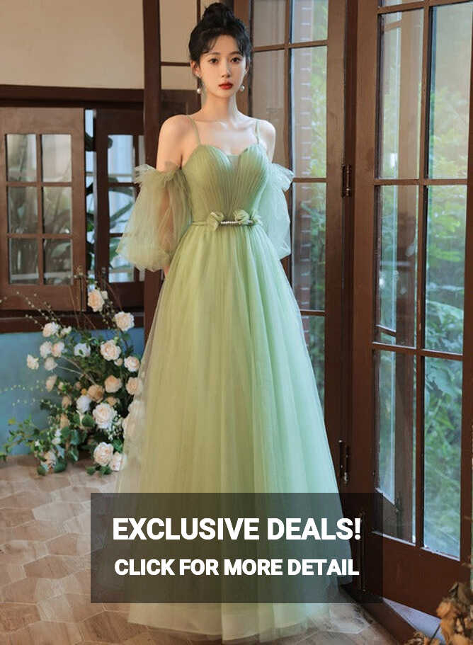 Light Green Tulle Simple Sweetheart Party Dresses, Green Long Prom ...