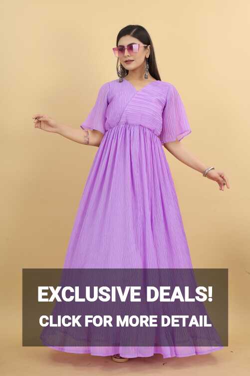 Light Purple Colour Pleated Georgette Designer Emerald Gown – The ...